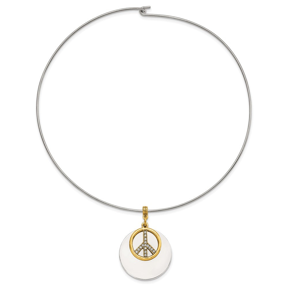 Mode 1928 Silberfarben & Goldfarben Kristall Frieden Symbol Choker Halskette