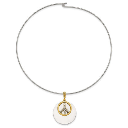 Mode 1928 Silberfarben & Goldfarben Kristall Frieden Symbol Choker Halskette