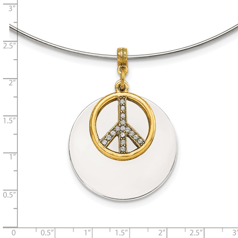 Mode 1928 Silberfarben & Goldfarben Kristall Frieden Symbol Choker Halskette