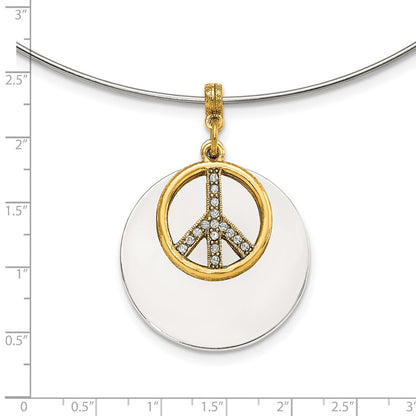 Mode 1928 Silberfarben & Goldfarben Kristall Frieden Symbol Choker Halskette