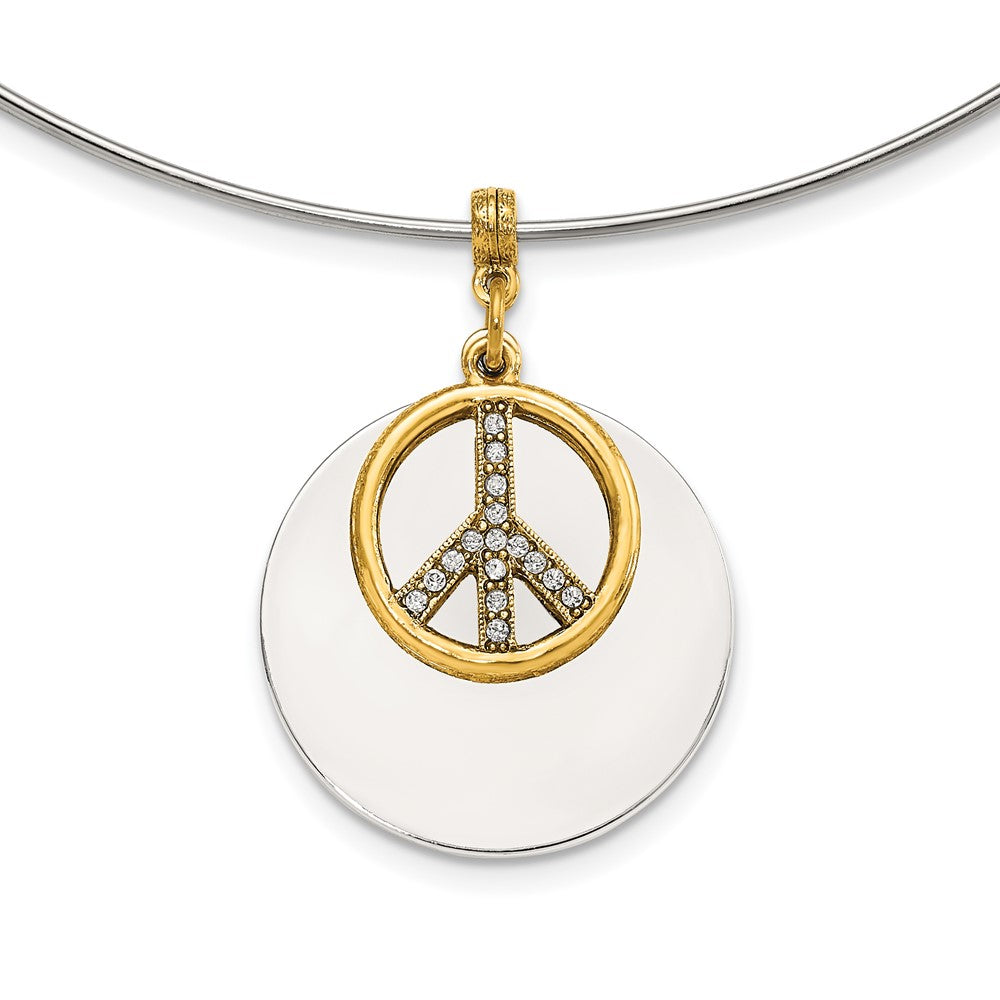 Mode 1928 Silberfarben & Goldfarben Kristall Frieden Symbol Choker Halskette