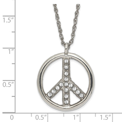 Mode 1928 Schmuck Silberfarben Klar Kristall Frieden Symbol mit 3 Zoll Verlängerung Halskette