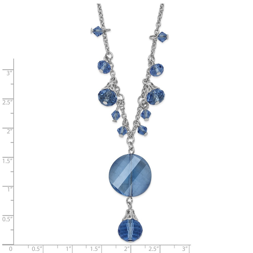Mode 1928 Schmuck Silberfarben Licht Blau Facettiert Glas Hängend Perlen 16 Zoll Halskette mit 3 Verlängerung