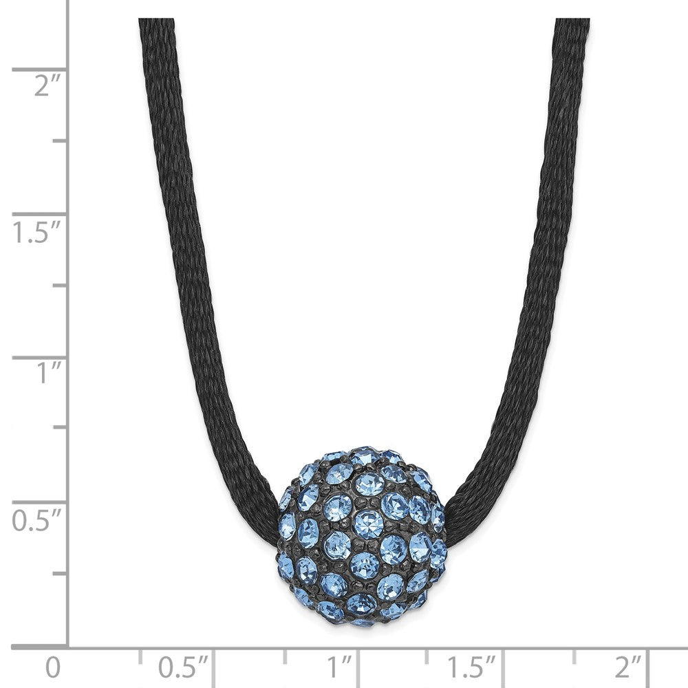 Mode 1928 Schwarz-beschichtet Blau Glas Stein Kugel mit 3 in Verlängerung Halskette