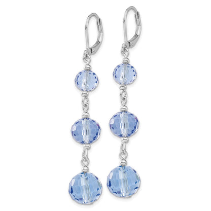Mode 1928 Schmuck Silberfarben Abgestuft Licht Blau Glas Facettiert Perlen Hängend Ohrhänger mit Brisur