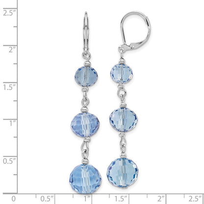 Mode 1928 Schmuck Silberfarben Abgestuft Licht Blau Glas Facettiert Perlen Hängend Ohrhänger mit Brisur