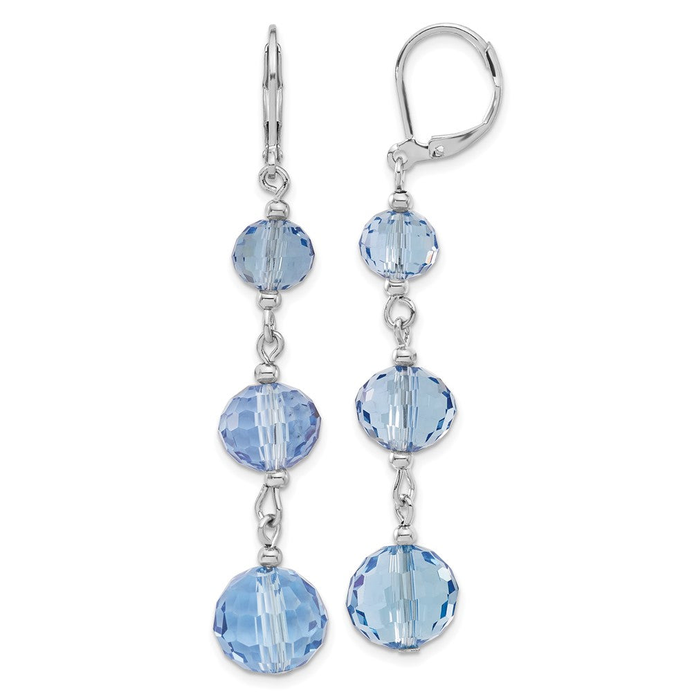 Mode 1928 Schmuck Silberfarben Abgestuft Licht Blau Glas Facettiert Perlen Hängend Ohrhänger mit Brisur