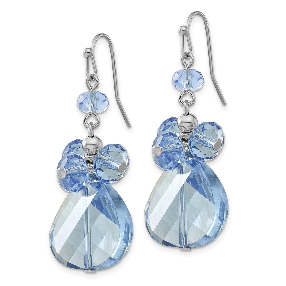 Mode 1928 Schmuck Silberfarben Licht Blau Facettiert Glas Perle Cluster Ohrhänger