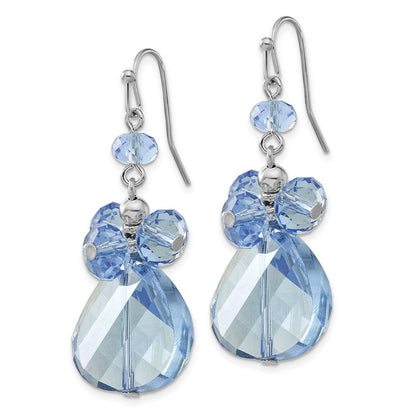 Mode 1928 Schmuck Silberfarben Licht Blau Facettiert Glas Perle Cluster Ohrhänger