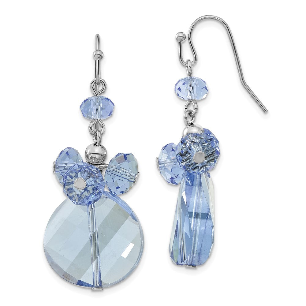 Mode 1928 Schmuck Silberfarben Licht Blau Facettiert Glas Perle Cluster Ohrhänger
