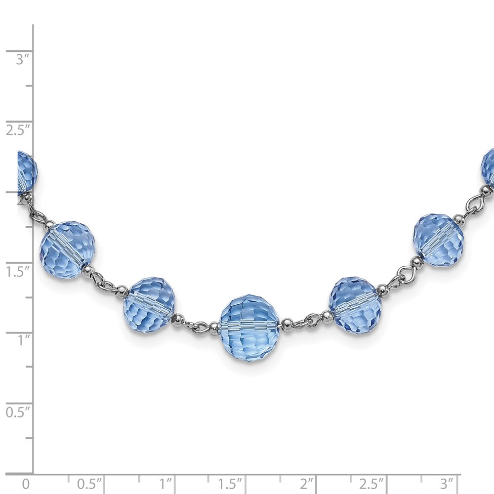 Mode 1928 Silberfarben Licht Blau Glas Facettiert Abgestuft Perle 16 Zoll Halskette mit 3 Verlängerung