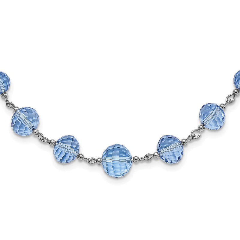 Mode 1928 Silberfarben Licht Blau Glas Facettiert Abgestuft Perle 16 Zoll Halskette mit 3 Verlängerung