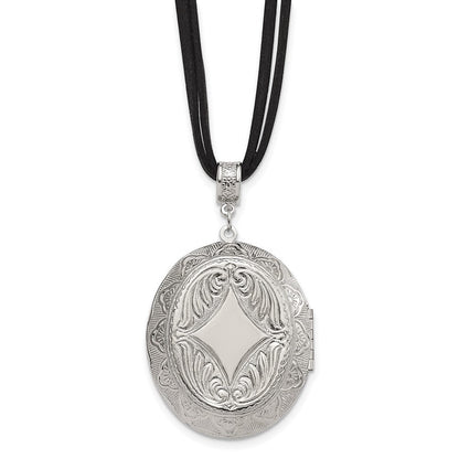 Mode 1928 Schmuck Silberfarben Rahmen Imitat Acrylic Perle Oval 46mm Medaillon 30 Zoll Faux Suede Kordel Halskette Fasst 2 Photos