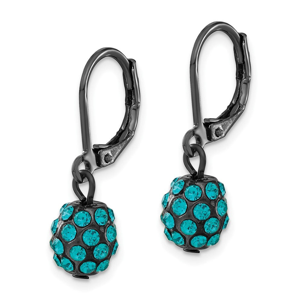 Mode 1928 Schmuck Schwarz-beschichtet Teal Glas Steine Fireball Hängend Ohrhänger mit Brisur