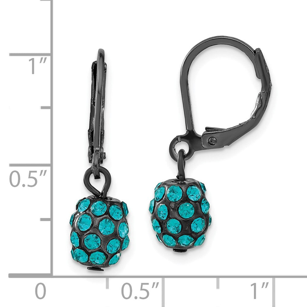 Mode 1928 Schmuck Schwarz-beschichtet Teal Glas Steine Fireball Hängend Ohrhänger mit Brisur