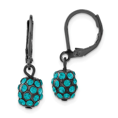 Mode 1928 Schmuck Schwarz-beschichtet Teal Glas Steine Fireball Hängend Ohrhänger mit Brisur