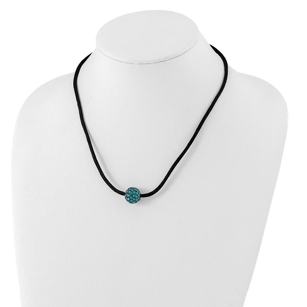 Mode 1928 Schmuck Schwarz-beschichtet Teal Glas Steine Fireball Verstellbar 16 Zoll Satiniert Kordel Halskette mit 3 Verlängerung