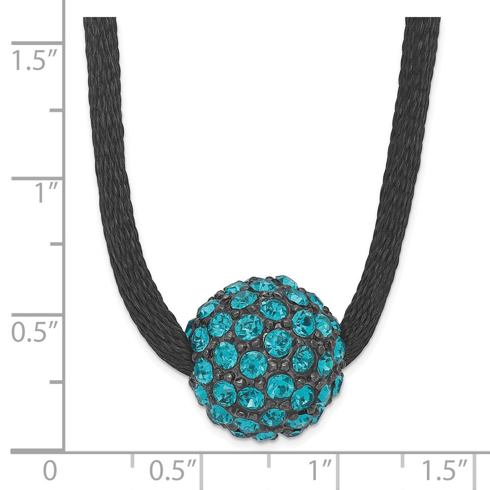 Mode 1928 Schmuck Schwarz-beschichtet Teal Glas Steine Fireball Verstellbar 16 Zoll Satiniert Kordel Halskette mit 3 Verlängerung