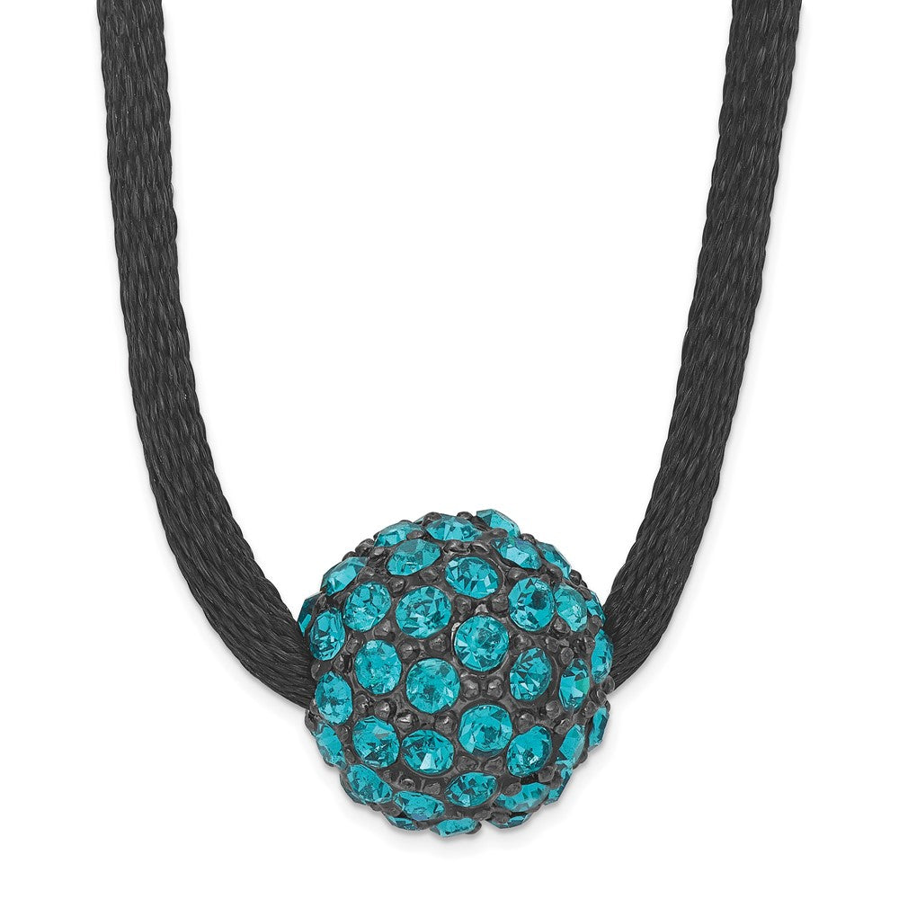 Mode 1928 Schmuck Schwarz-beschichtet Teal Glas Steine Fireball Verstellbar 16 Zoll Satiniert Kordel Halskette mit 3 Verlängerung