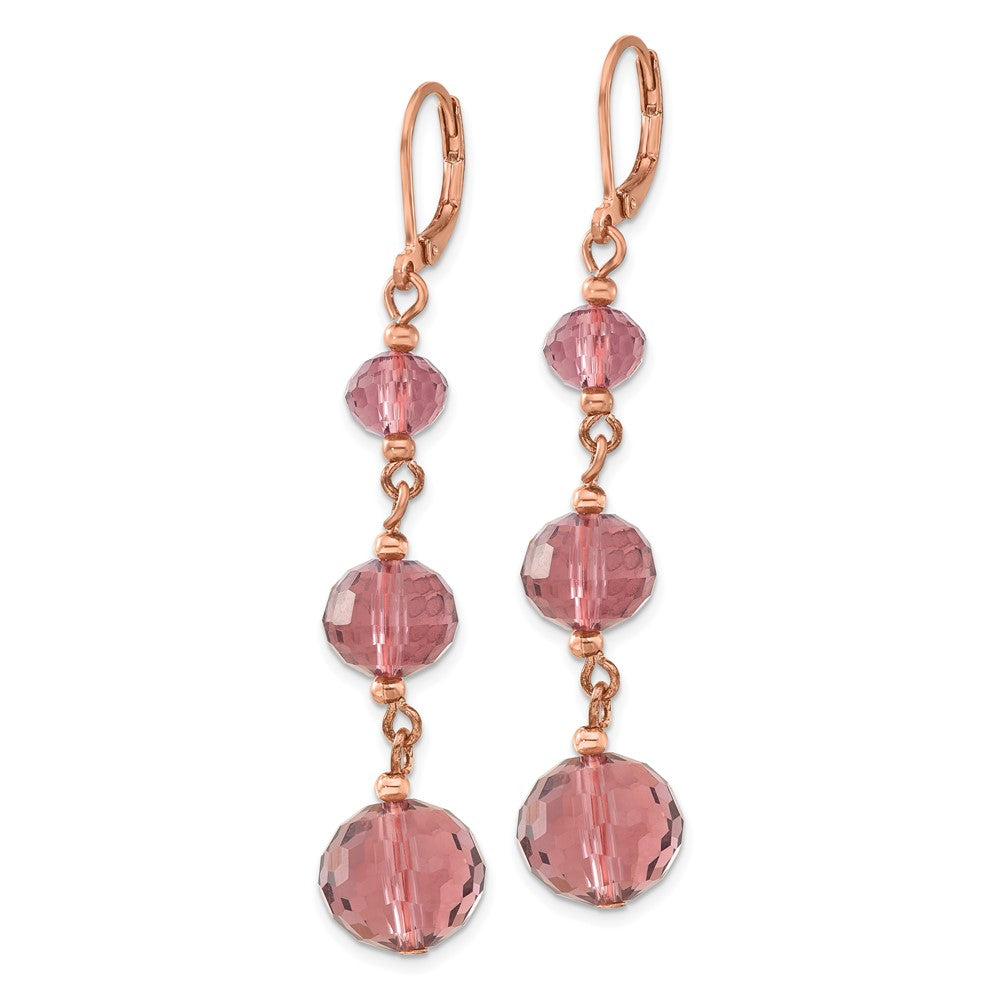Mode 1928 Schmuck Roséfarben Abgestuft Facettiert Lila Glas Perlen Hängend Ohrhänger mit Brisur