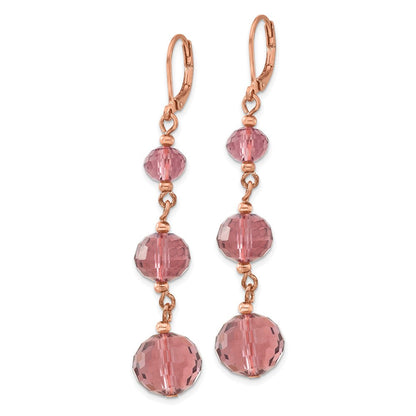 Mode 1928 Schmuck Roséfarben Abgestuft Facettiert Lila Glas Perlen Hängend Ohrhänger mit Brisur