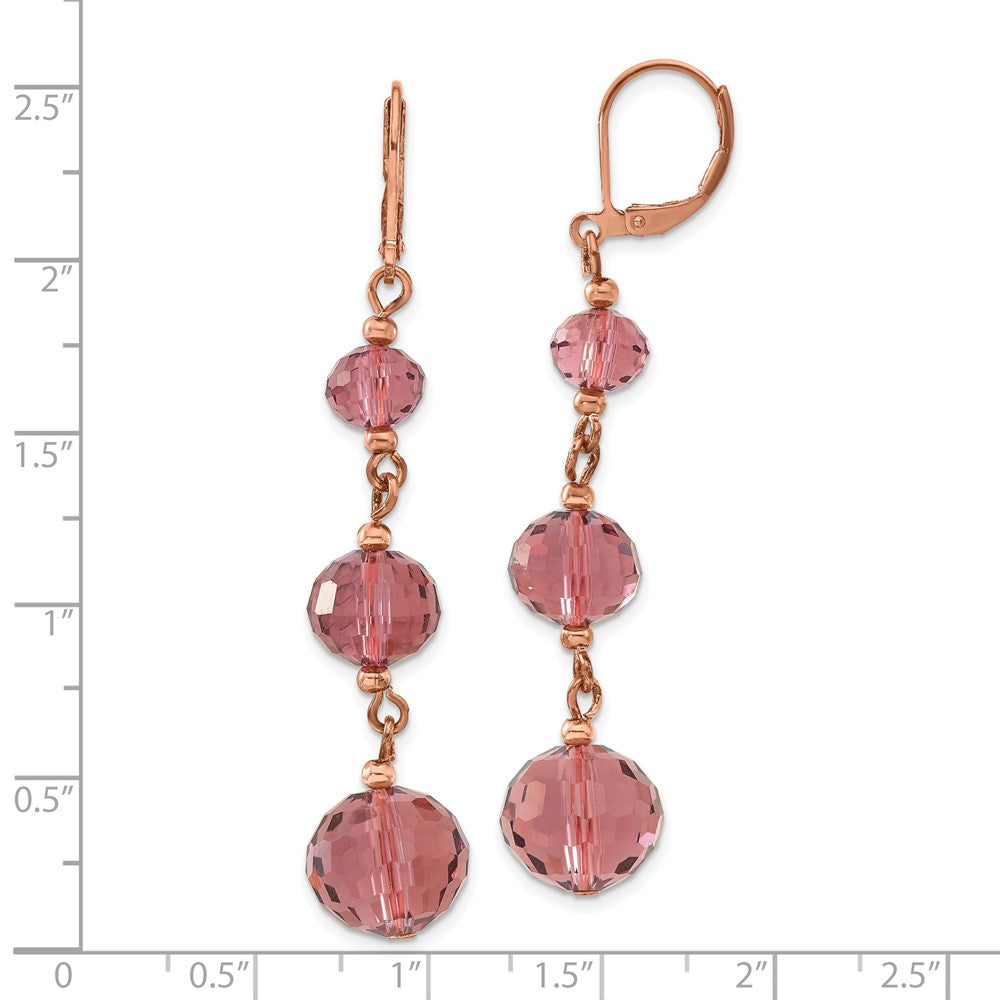 Mode 1928 Schmuck Roséfarben Abgestuft Facettiert Lila Glas Perlen Hängend Ohrhänger mit Brisur