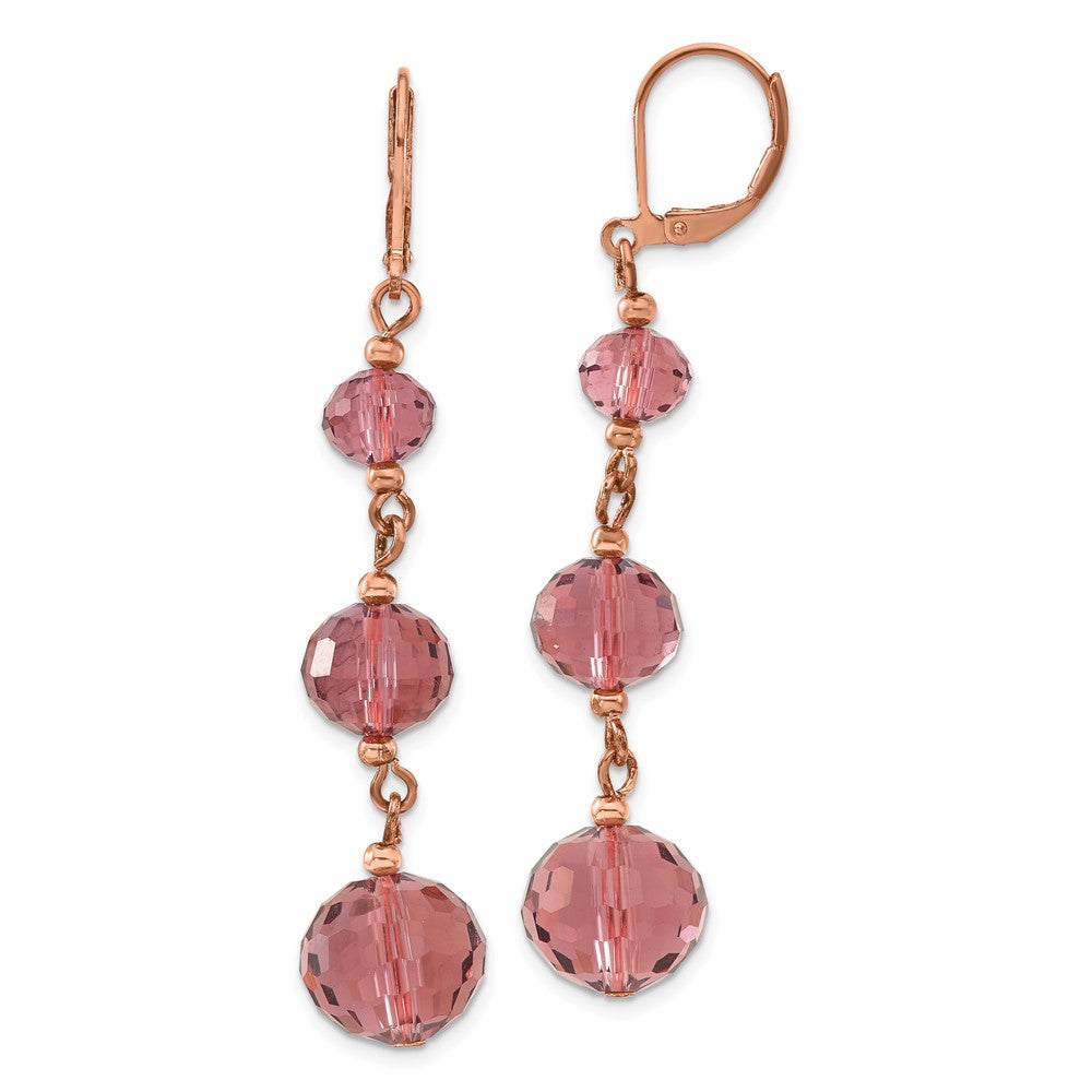 Mode 1928 Schmuck Roséfarben Abgestuft Facettiert Lila Glas Perlen Hängend Ohrhänger mit Brisur