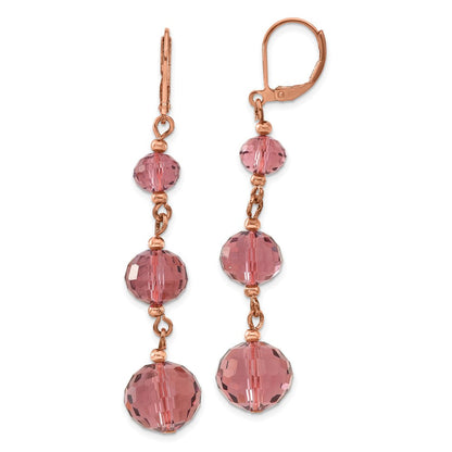 Mode 1928 Schmuck Roséfarben Abgestuft Facettiert Lila Glas Perlen Hängend Ohrhänger mit Brisur