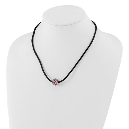 Mode 1928 Schmuck Schwarz-beschichtet Rosa Glas Steine Fireball Verstellbar 16 Zoll Satiniert Kordel Halskette mit 3 Verlängerung