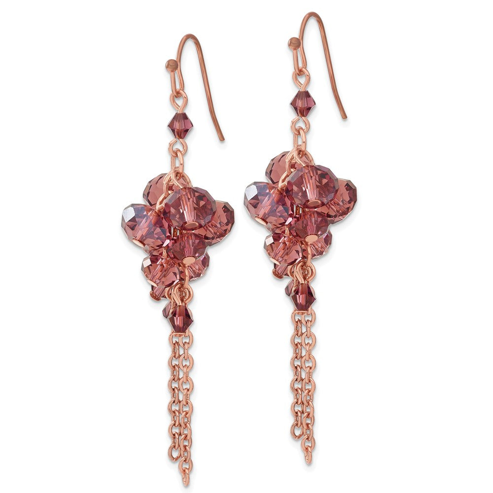 Mode 1928 Messingfarben Lila Glas Perlen Cluster Ohrhänger