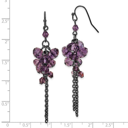Mode 1928 Schmuck Schwarz-beschichtet Smokey Lila Glas Facettiert Perlen Cluster Ohrhänger