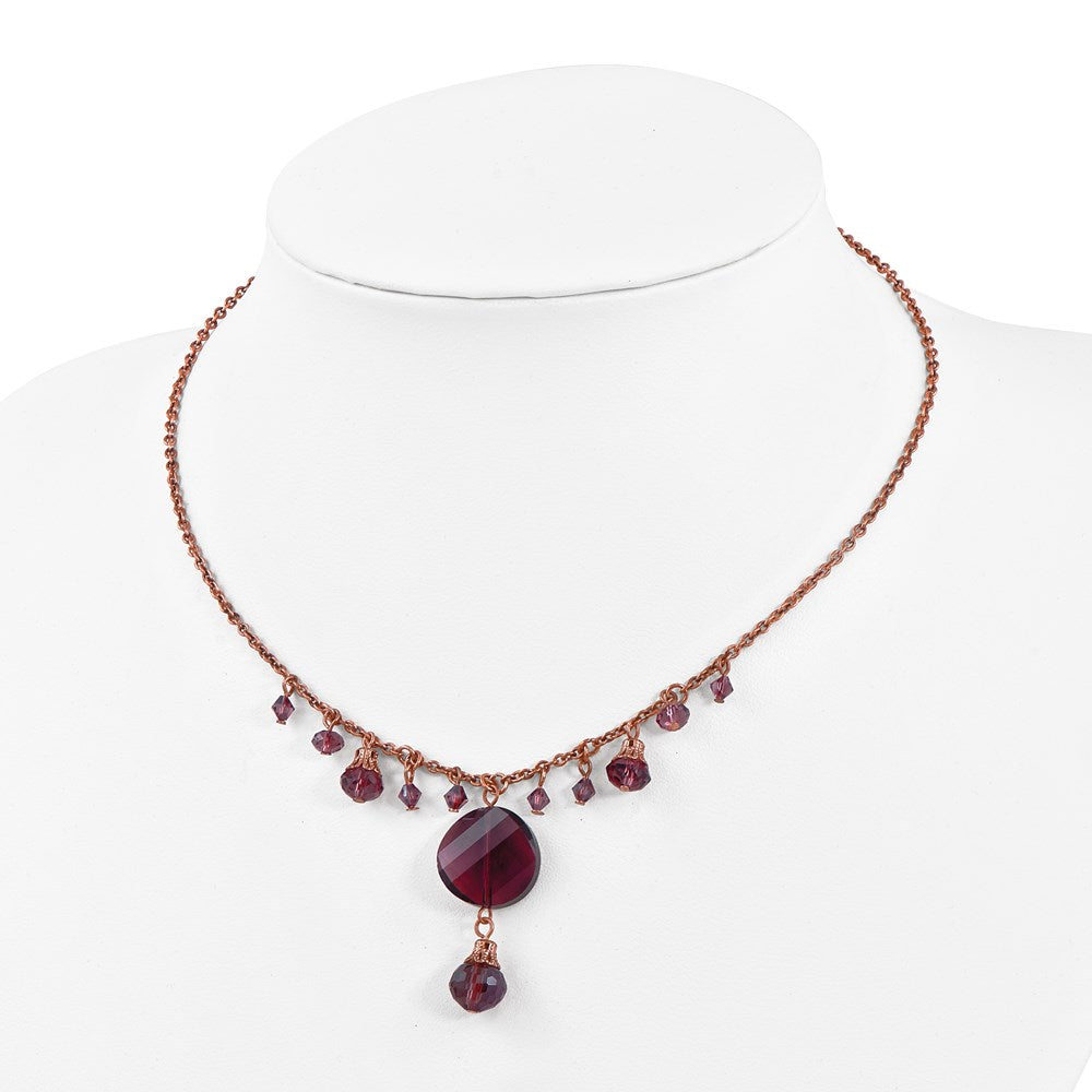 Mode 1928 Schmuck Roséfarben Lila Facettiert Glas Hängend Perlen 16 Zoll Halskette mit 3 Verlängerung
