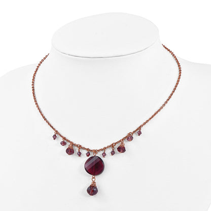 Mode 1928 Schmuck Roséfarben Lila Facettiert Glas Hängend Perlen 16 Zoll Halskette mit 3 Verlängerung