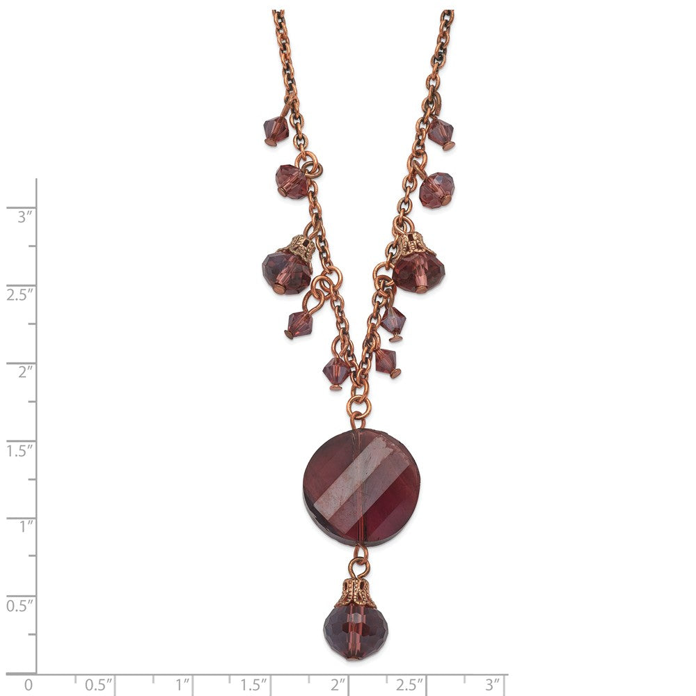 Mode 1928 Schmuck Roséfarben Lila Facettiert Glas Hängend Perlen 16 Zoll Halskette mit 3 Verlängerung