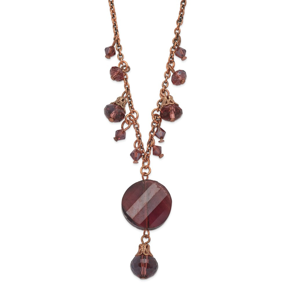 Mode 1928 Schmuck Roséfarben Lila Facettiert Glas Hängend Perlen 16 Zoll Halskette mit 3 Verlängerung