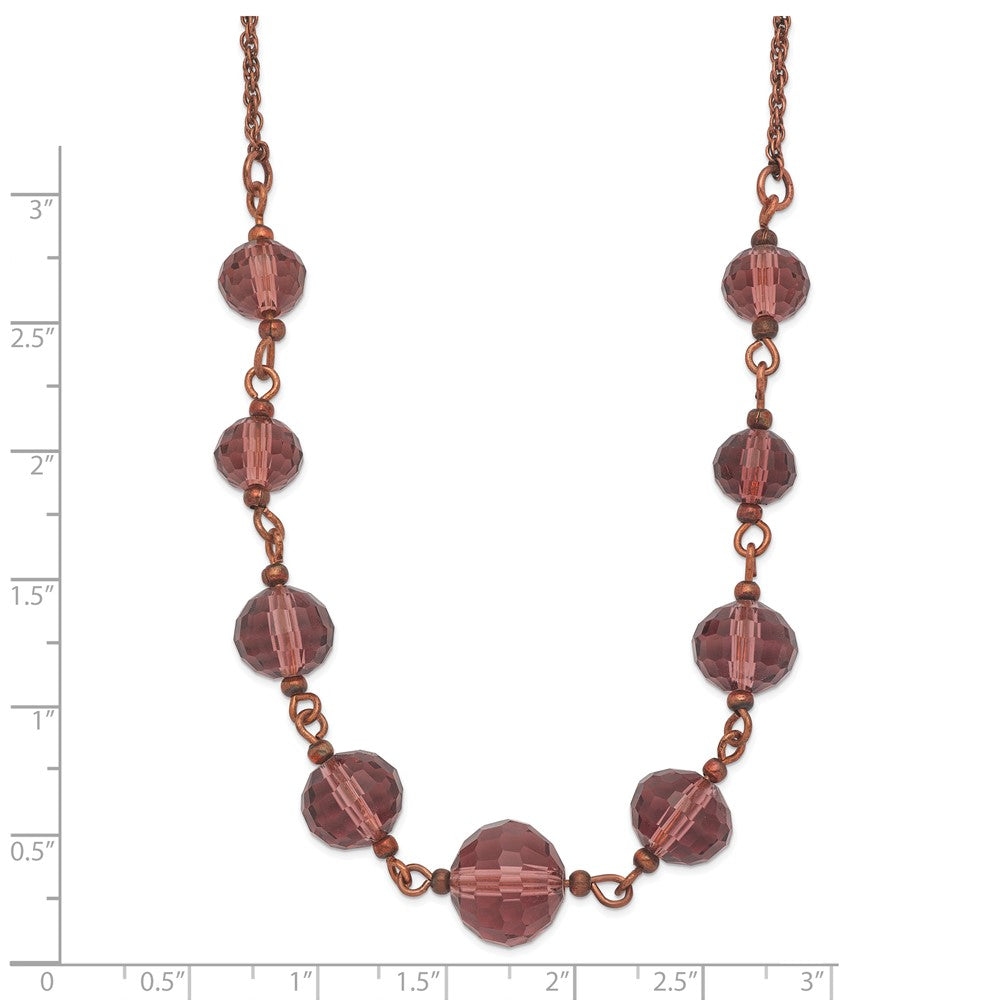 Mode 1928 Schmuck Roséfarben Lila Glas Facettiert Abgestuft Perle 16 Zoll Halskette mit 3 Verlängerung