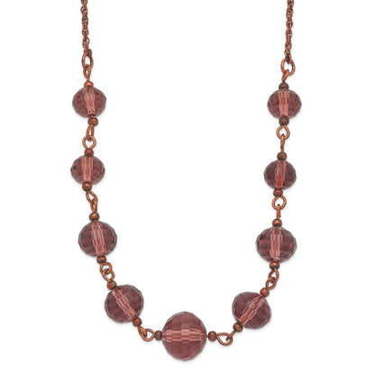 Mode 1928 Schmuck Roséfarben Lila Glas Facettiert Abgestuft Perle 16 Zoll Halskette mit 3 Verlängerung