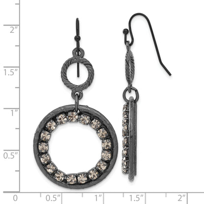 Mode 1928 Schwarz-beschichtet Rauch Kristall Kreis Ohrhänger