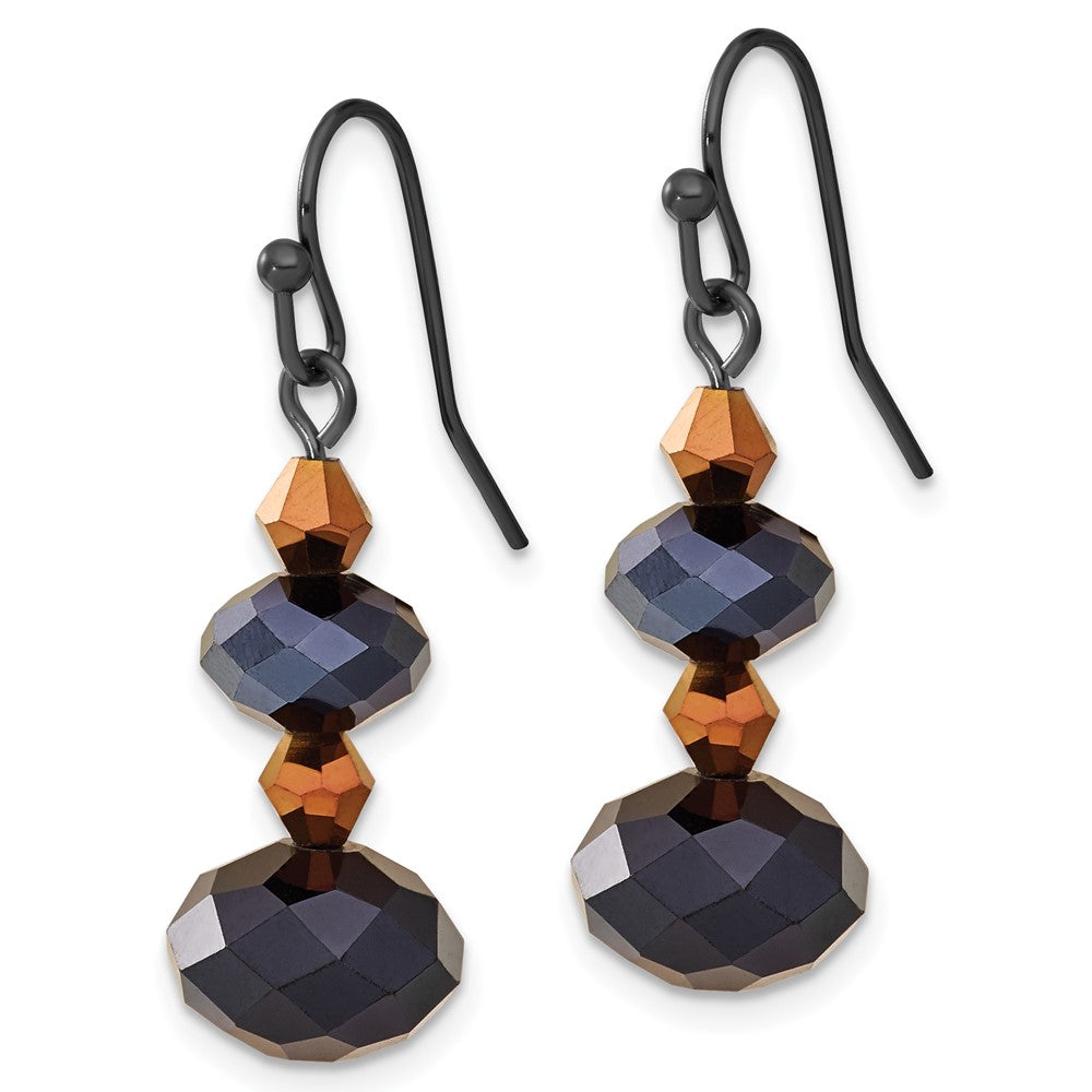 Mode 1928 Schmuck Schwarz-beschichtet Jet Schwarz und Braun Facettiert Glas Perle Ohrhänger