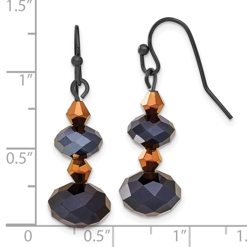 Mode 1928 Schmuck Schwarz-beschichtet Jet Schwarz und Braun Facettiert Glas Perle Ohrhänger