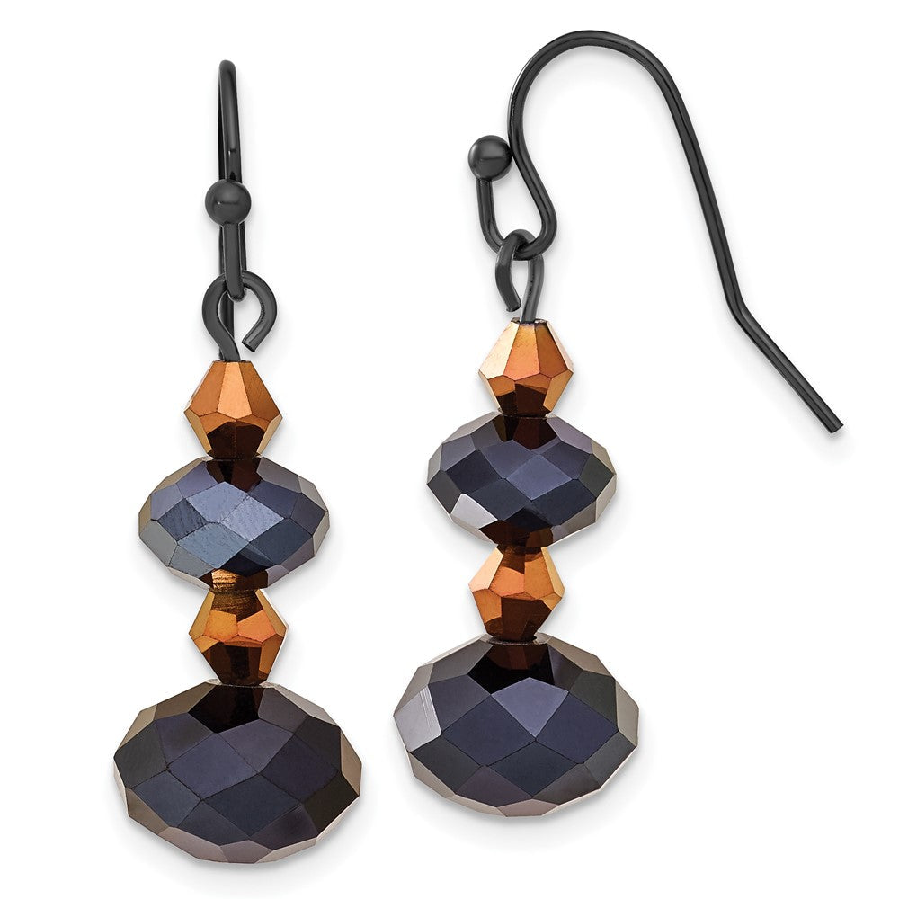 Mode 1928 Schmuck Schwarz-beschichtet Jet Schwarz und Braun Facettiert Glas Perle Ohrhänger