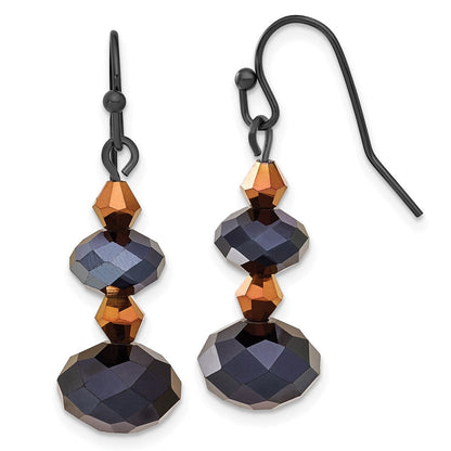 Mode 1928 Schmuck Schwarz-beschichtet Jet Schwarz und Braun Facettiert Glas Perle Ohrhänger