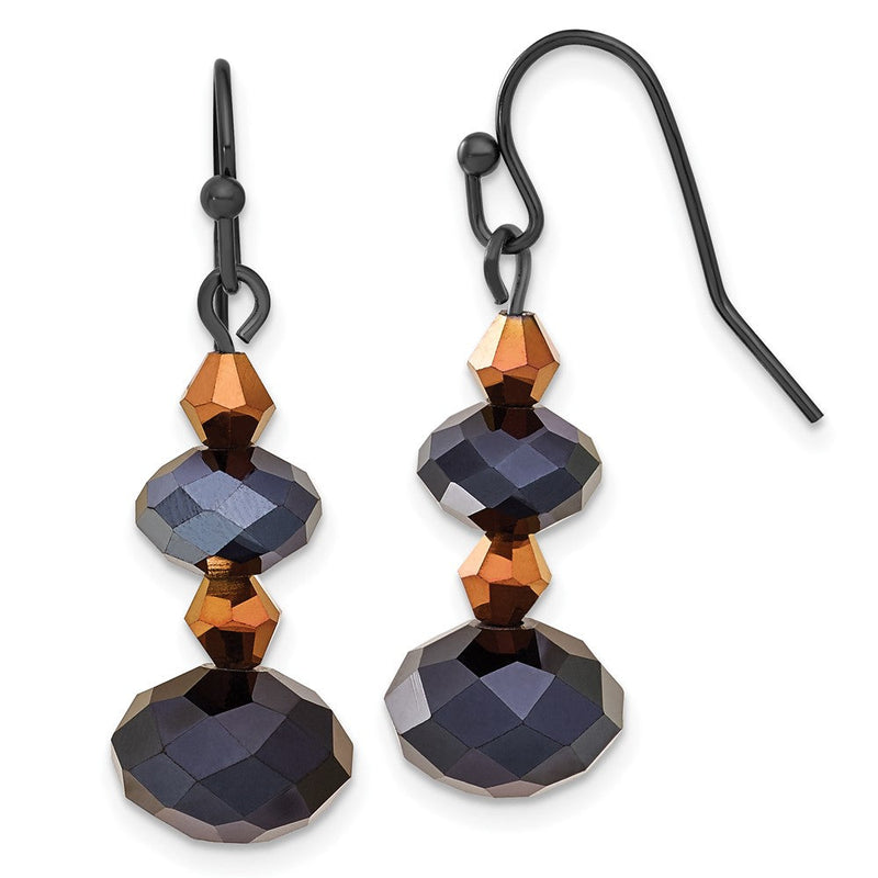 Mode 1928 Schmuck Schwarz-beschichtet Jet Schwarz und Braun Facettiert Glas Perle Ohrhänger