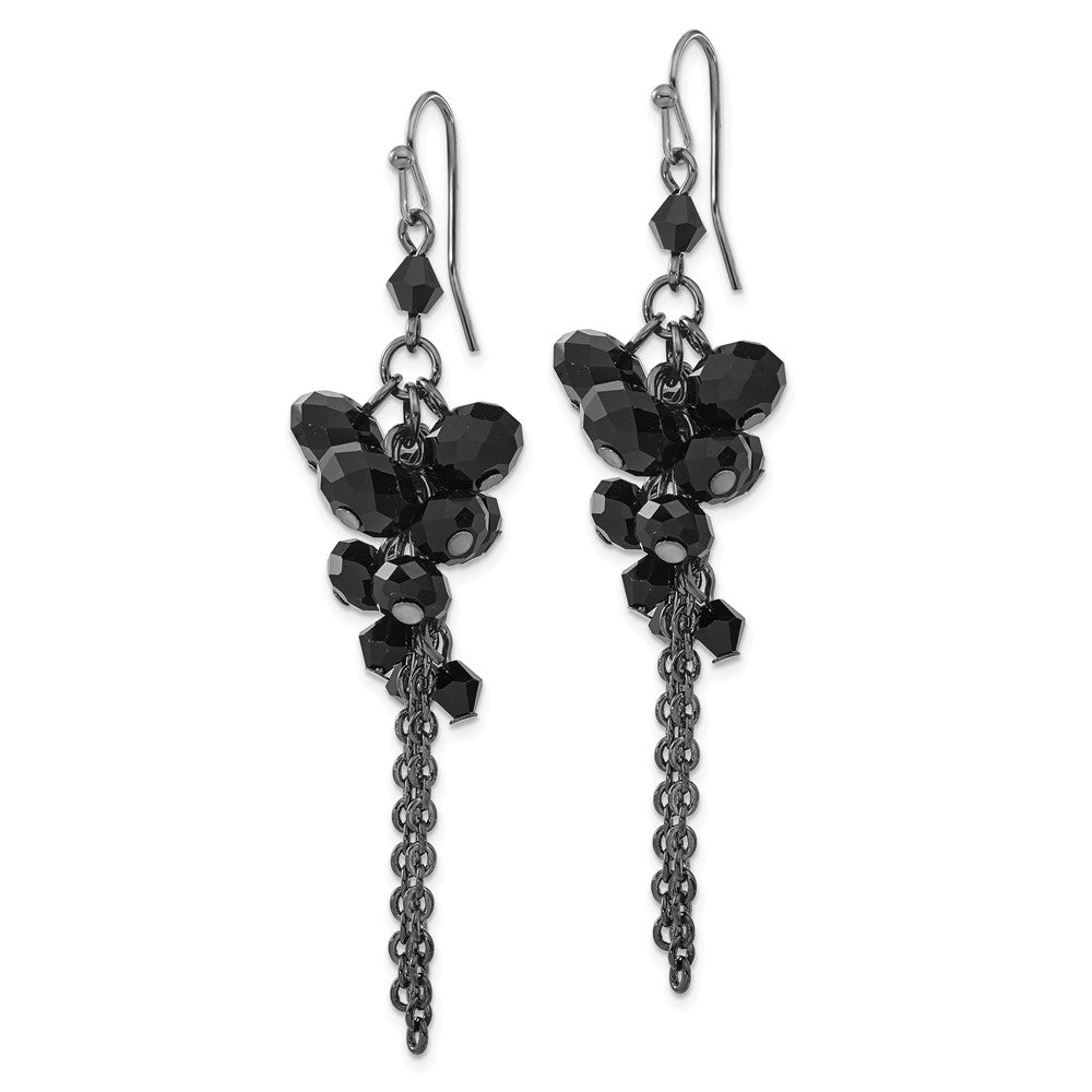 Mode 1928 Schmuck Schwarz-beschichtet Jet Schwarz Facettiert Glas Perlen Cluster Ohrhänger
