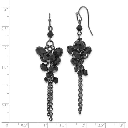Mode 1928 Schmuck Schwarz-beschichtet Jet Schwarz Facettiert Glas Perlen Cluster Ohrhänger