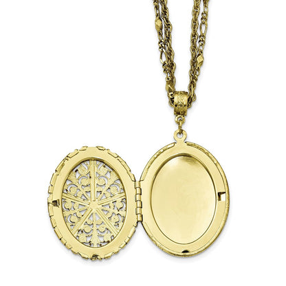 16.00 Zoll 1928 Schmuck Messingfarben Filigran 42mm Oval Medaillon 16 Doppelt Halskette Fasst 2 Photos