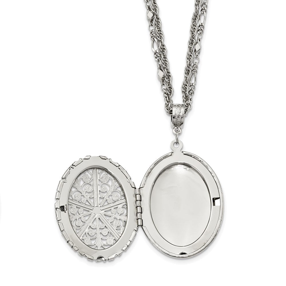 16.00 Zoll 1928 Schmuck Silberfarben Filigran 42mm Oval Medaillon 16 Doppelt Halskette Fasst 2 Photos
