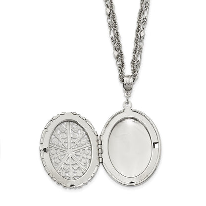 16.00 Zoll 1928 Schmuck Silberfarben Filigran 42mm Oval Medaillon 16 Doppelt Halskette Fasst 2 Photos