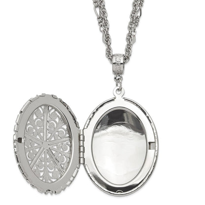 16.00 Zoll 1928 Schmuck Silberfarben Filigran 42mm Oval Medaillon 16 Doppelt Halskette Fasst 2 Photos