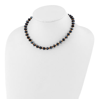 Mode 1928 Schmuck Schwarz-beschichtet Schwarz und Braun Facettiert Glas Perlen Verstellbar 16 Zoll Halskette mit 3 Verlängerung